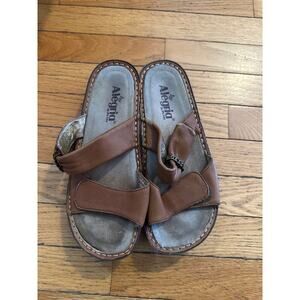 Alegria PG Lite Brown Leather Toe Loop Sandals Women’s 8.5 Comfort Slide Style